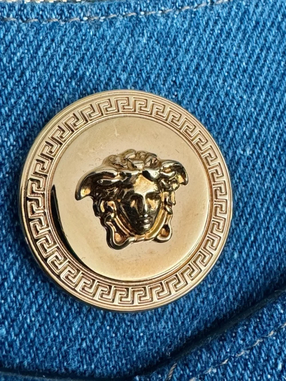 VERSACE NWT Denim Medusa Quilted 2-Way Shoulder Crossbody Bag Blue Gold - Picture 2 of 13